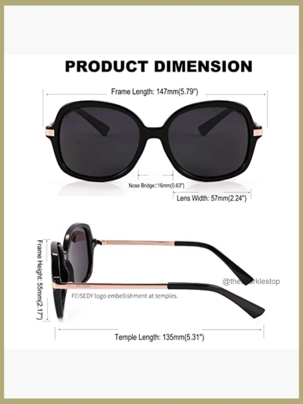Classic Polarized Square Sunglasses with Plastic Frames and Metal Temples